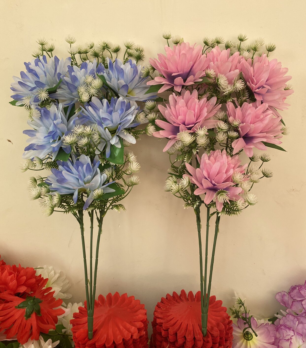 厂家直销仿真花束菊花单支假花绢花塑料清明祭祀装饰摆放花束批详情16