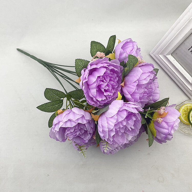 12头洋牡丹仿真把束西洋玫瑰假绢花婚礼婚庆插花装饰欧式花墙花艺详情18