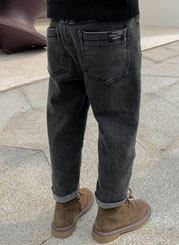 Детская куртка Жан 男童牛仔外套加厚冬款洋气儿童羊羔毛冬季帅气冬天中大童冬装 Zhen fan