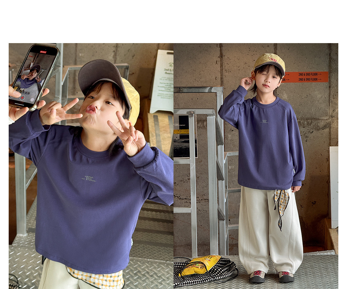 Boys' Sweatshirt Long-Sleeve T-Shirt White Base Shirt Early Autumn 2026 New Style for Older Children Boys' Top Clothing Outfit — 47