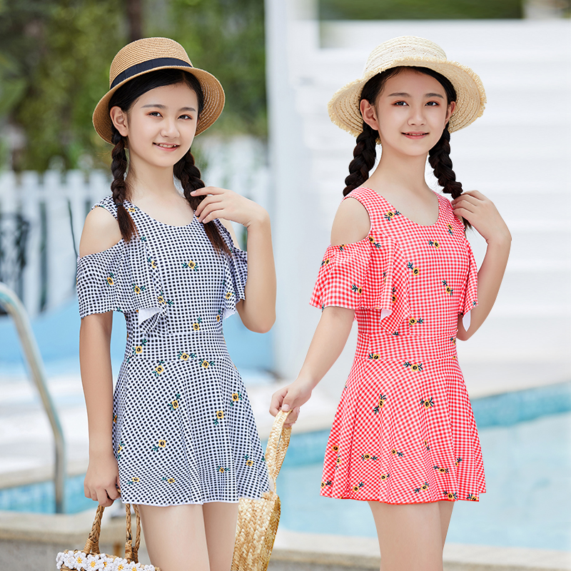 Children's Swimsuit Girl's Connection in Children's Swimsuit Develop Fashion Bubble Hot Spring Dry Swimwear