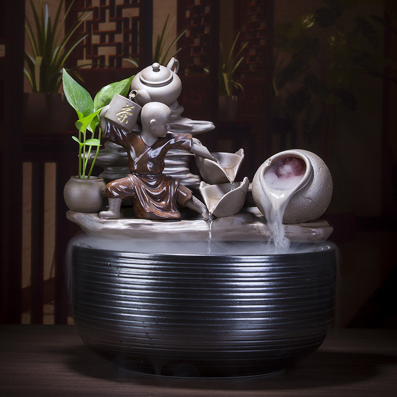 Table Water Fish Tank Fountain Pendulum Pieces Ceramic Feng Shui Strokes of water Fish Tank Gold Fish Tank Living-room Decoration