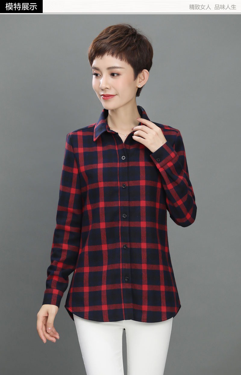 Mùa xuân và mùa thu Phụ nữ trung niên Kích thước lớn Mẹ lỏng Áo sơ mi kẻ sọc giản dị Áo dài tay nữ 30-40 Áo sơ mi - Áo sơ mi dài tay 	áo sơ mi nữ dài tay màu đen	