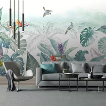 Nordic tropical plant background wall wallpaper 3d three-dimensional guest wallpaper bedroom Southeast Asian wind wallpaper green plant covered by wall