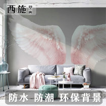 Net celebrity ins live studio photo wallpaper wall cloth Bedroom living room background wall paper pink feather wings mural