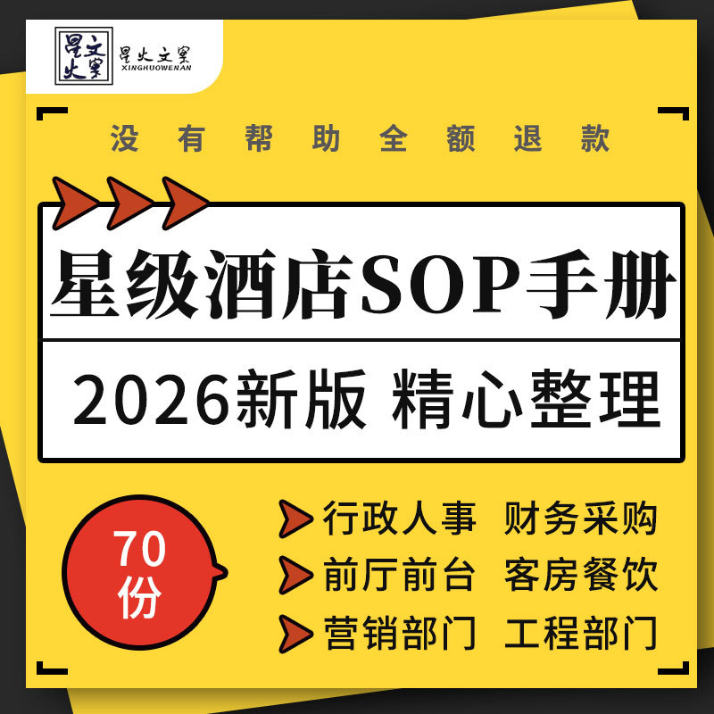 Sop Operation Manual for Star Hotel Administration, Human Resources, Finance, Procurement, Catering, Front Desk, Guest Room, and Engineering Departments