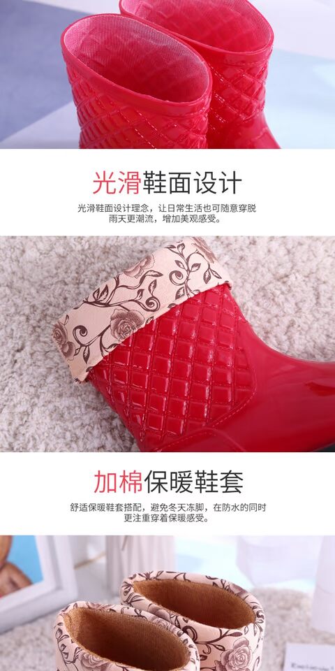 Giày đi mưa nữ trong ống ấm đôi giày đi mưa ấm áp cộng với giày đi mưa nhung chống trượt Giày nữ ống cao cộng với giày cao su cotton dài ống nữ giày dép đi mưa thời trang