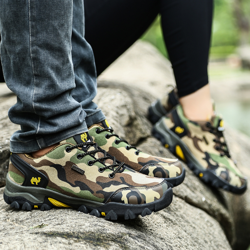 American foreign trade shoes autumn camouflage hiking shoes men and women waterproof non-slip hiking shoes outdoor shoes sports climbing breathable
