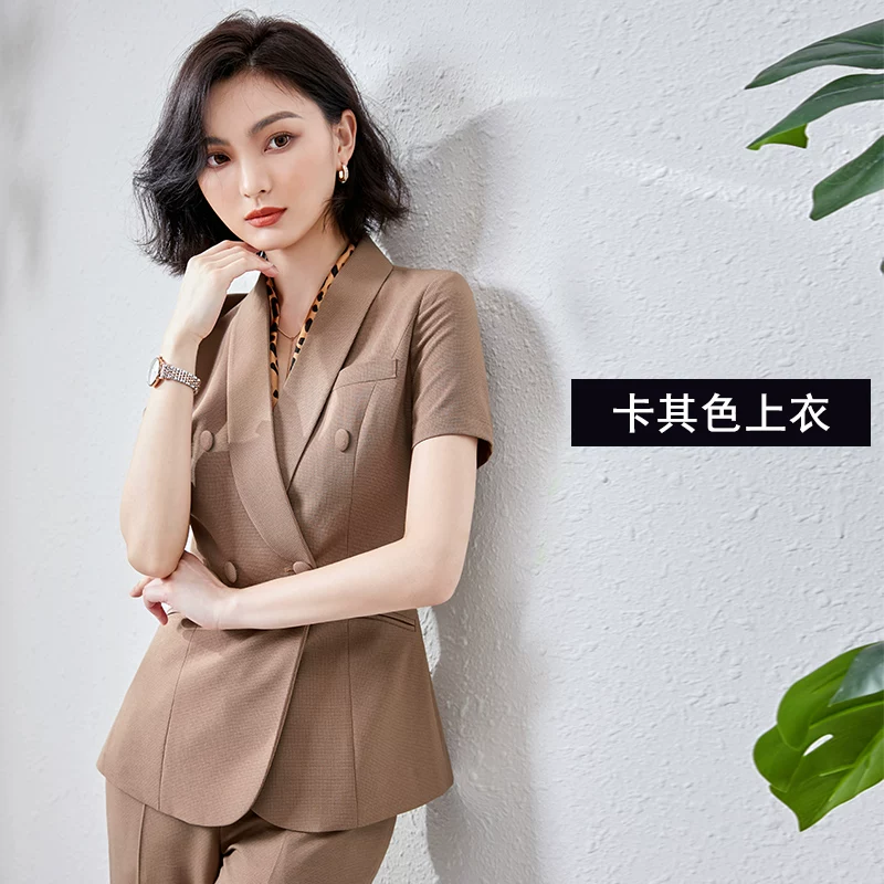 Set, thin summer classic suit jacket for work, Korean style, with short sleeve