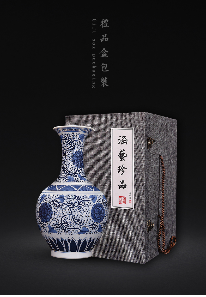 Jingdezhen ceramics hand - made of new Chinese antique blue and white porcelain vase flower arrangement sitting room adornment handicraft furnishing articles