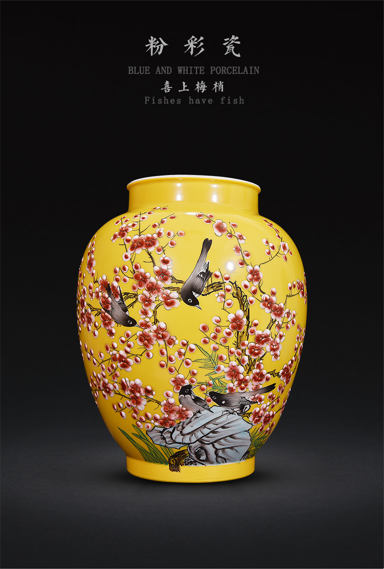 Jingdezhen ceramics hand - made pastel youligong porcelain vase flower vase new Chinese handicraft furnishing articles in the living room
