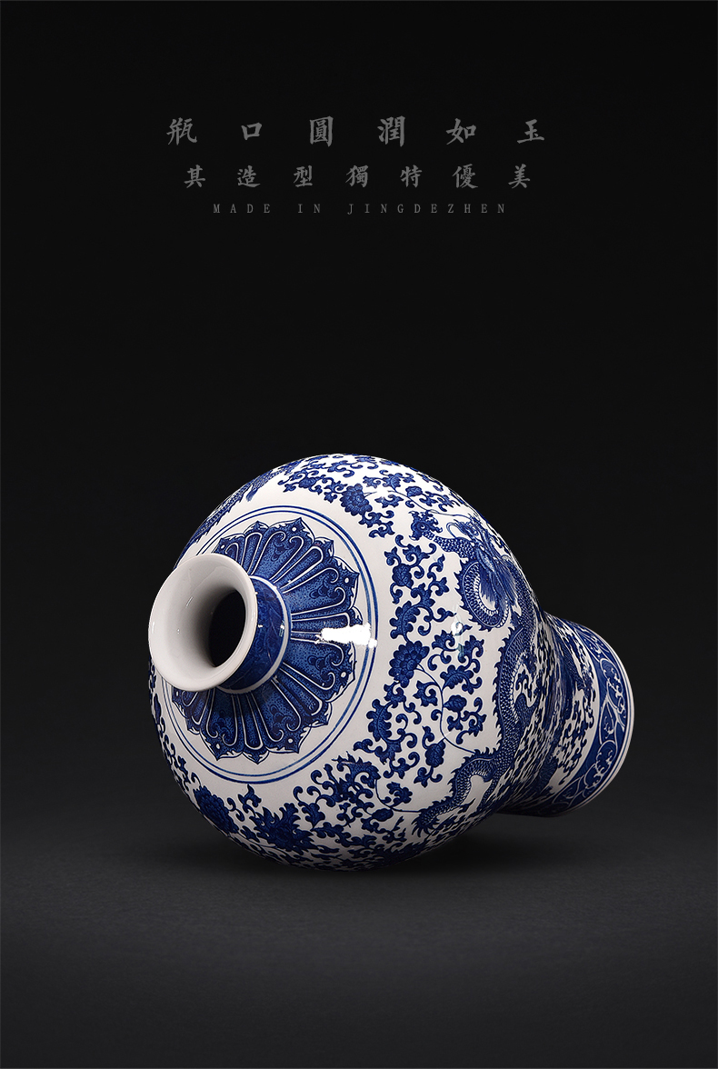 Blue and white porcelain of jingdezhen ceramics antique vases, flower arranging the sitting room of Chinese style household decorate gifts TV ark, furnishing articles