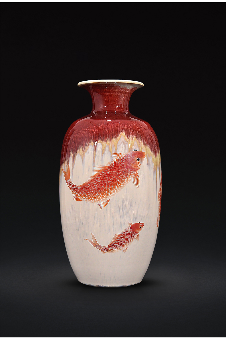 Jingdezhen ceramics up with ruby red archaize crack every year more than the vase flower arrangement of Chinese style living room home furnishing articles