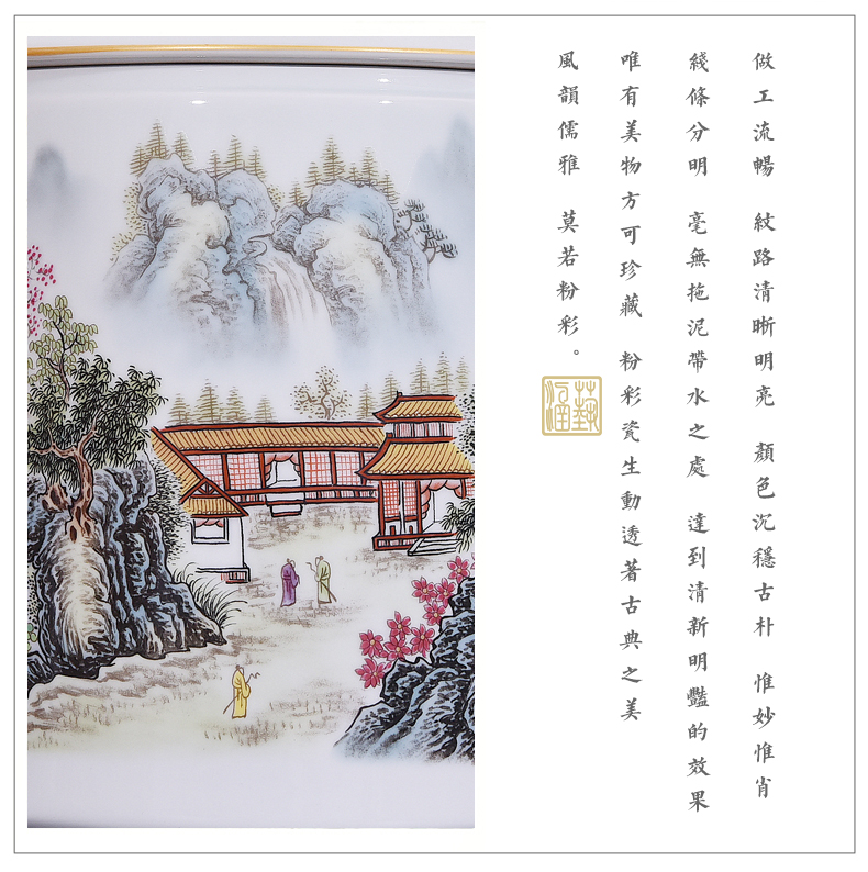 Jingdezhen ceramic famille rose straight canister optimal cabinet the qing ju caddy fixings Chinese style living room home decoration furnishing articles craft gift