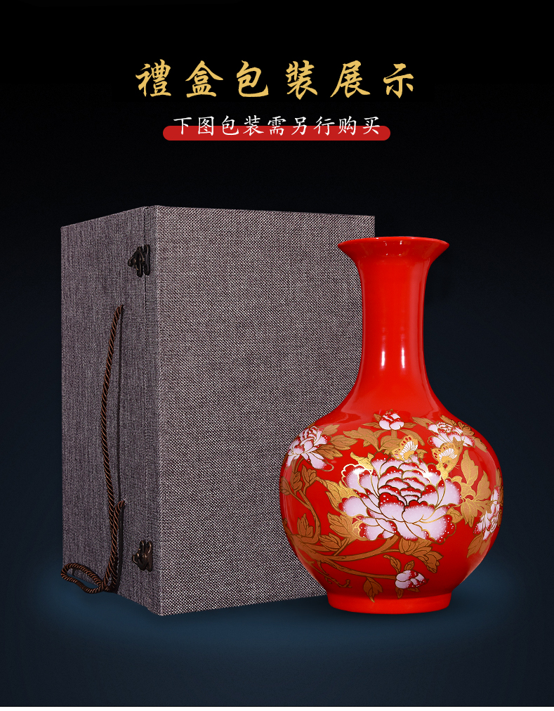 Jingdezhen ceramic vase furnishing articles sitting room flower arranging lucky bamboo household adornment Chinese red mesa of large porcelain