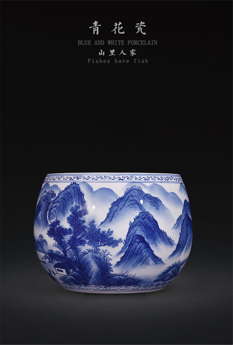 Jingdezhen ceramics hand - made porcelain family aquarium fish sitting room adornment handicraft furnishing articles of the new Chinese style in the mountains