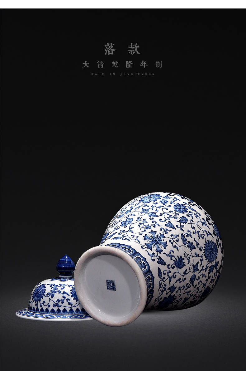 Jingdezhen ceramics general hand - made antique Chinese vase of blue and white porcelain pot sitting room porch place in living in adornment