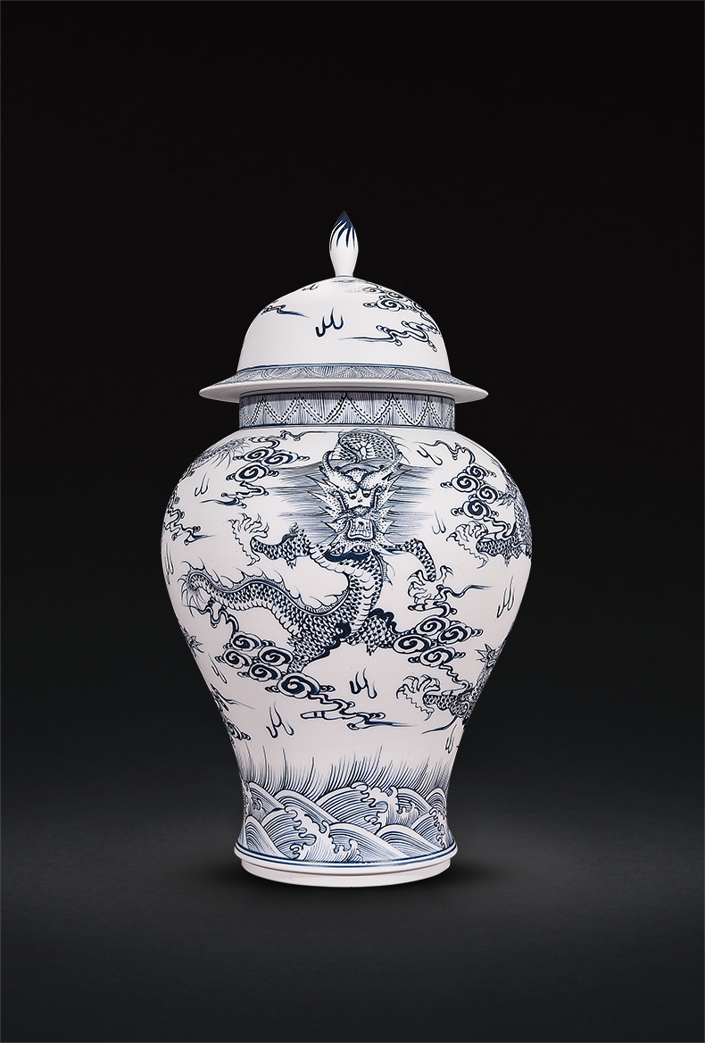 General antique hand - made of blue and white porcelain of jingdezhen ceramics unglazed pot household of Chinese style living room decoration craft gift