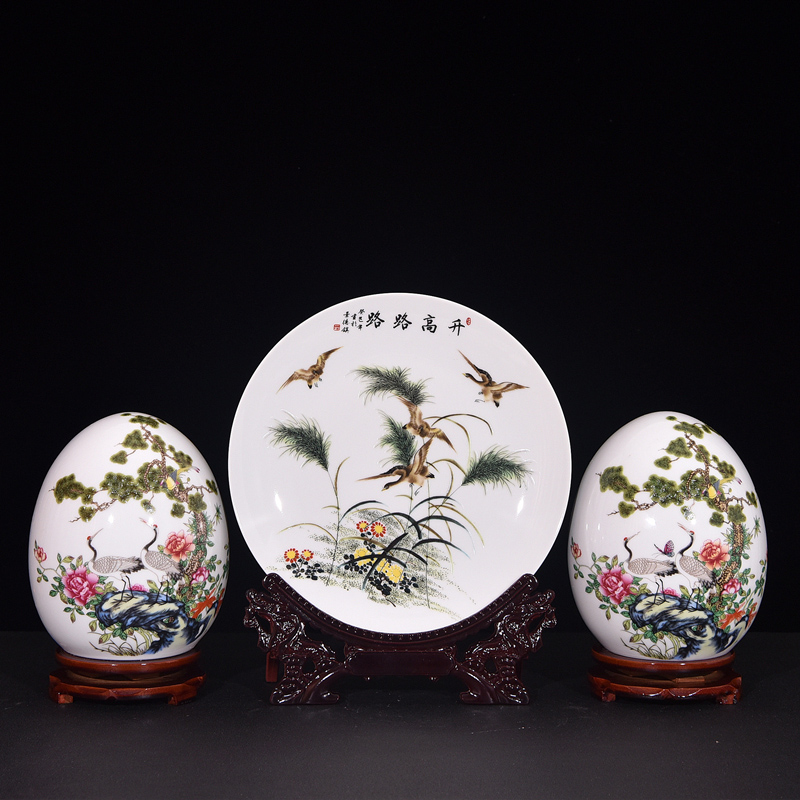 Jingdezhen ceramics three - piece vase furnishing articles of new Chinese style household adornment sitting room flower arranging dried flower crafts