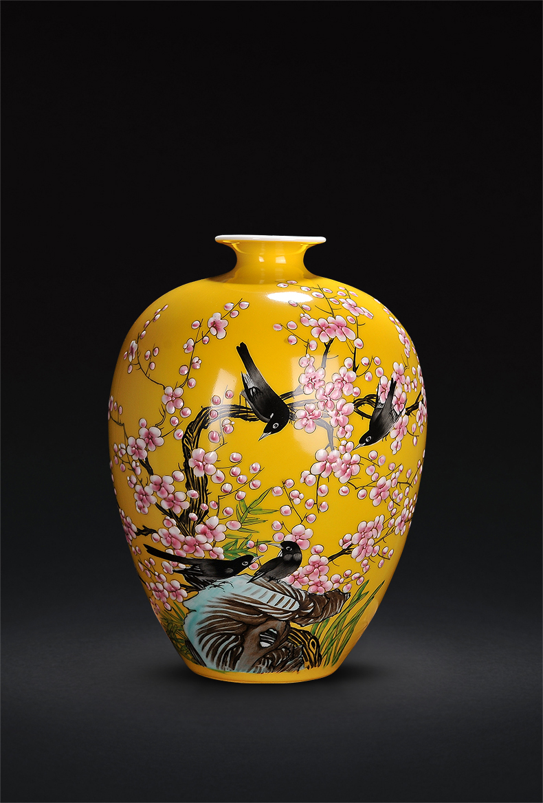 Jingdezhen ceramics hand - made pastel youligong porcelain vase flower vase new Chinese handicraft furnishing articles in the living room