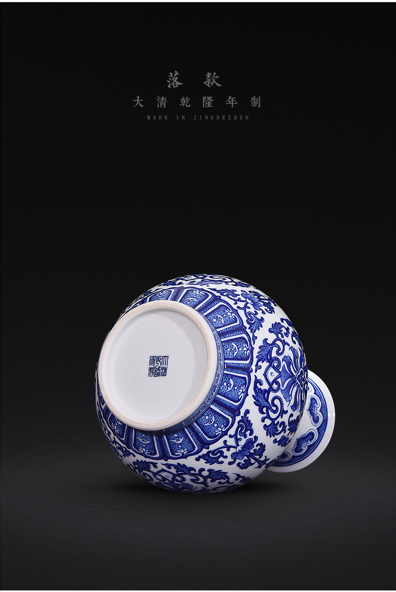 Jingdezhen ceramics hand - made antique blue - and - white riches and honour the best bottle of new Chinese style flower arrangement sitting room decorate gifts furnishing articles