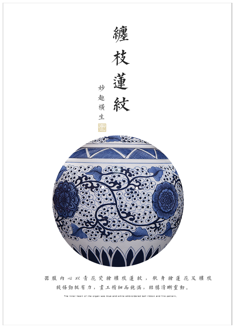 Jingdezhen ceramics hand - made of new Chinese antique blue and white porcelain vase flower arrangement sitting room adornment handicraft furnishing articles