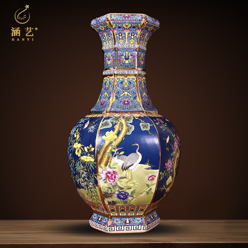 Imitation ancient Qianlong enamel vase Jingdezhen Ceramic instrumental Chinese classical living room Xuanguan Decorative Handicraft Pendulum