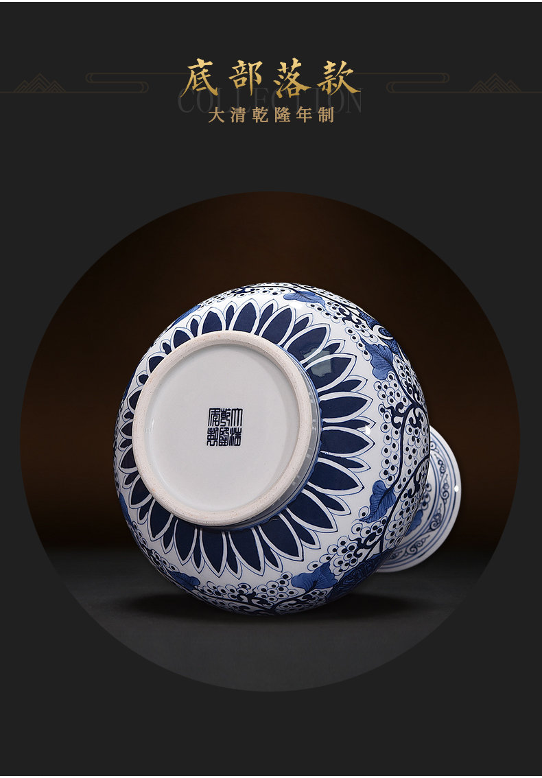 Jingdezhen ceramics hand - made porcelain vases, flower receptacle furnishing articles around branches of new Chinese style household living room decoration