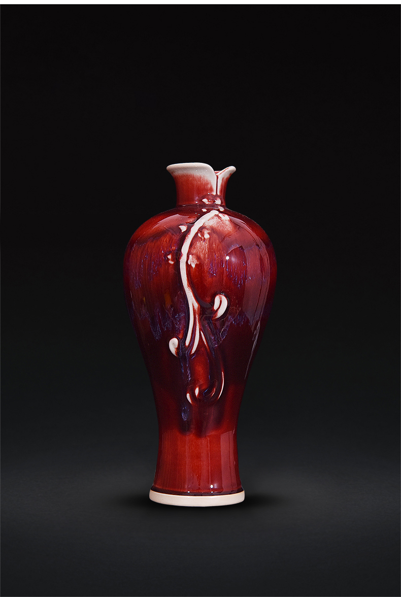 Ruby red glaze up jingdezhen ceramics Ruby red get a bottle of new Chinese style flower arrangement sitting room adornment is placed craft gift