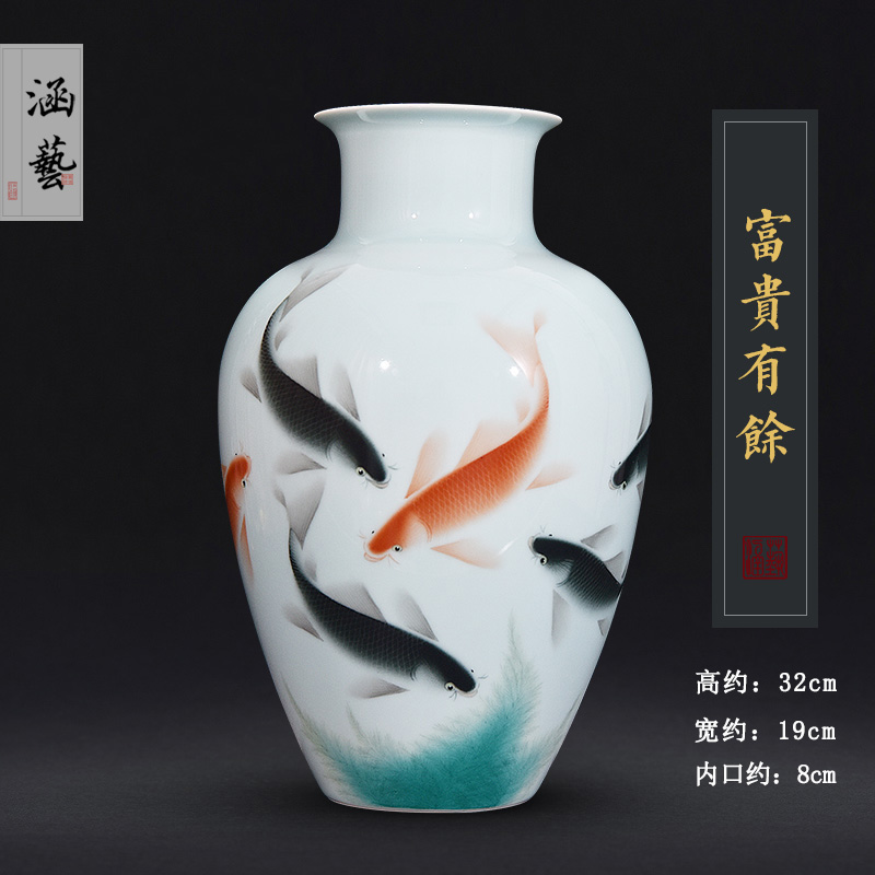 Jingdezhen ceramics hand - made exquisite pervious to light porcelain vase flower arranging the sitting room of Chinese style decoration gifts TV ark, furnishing articles