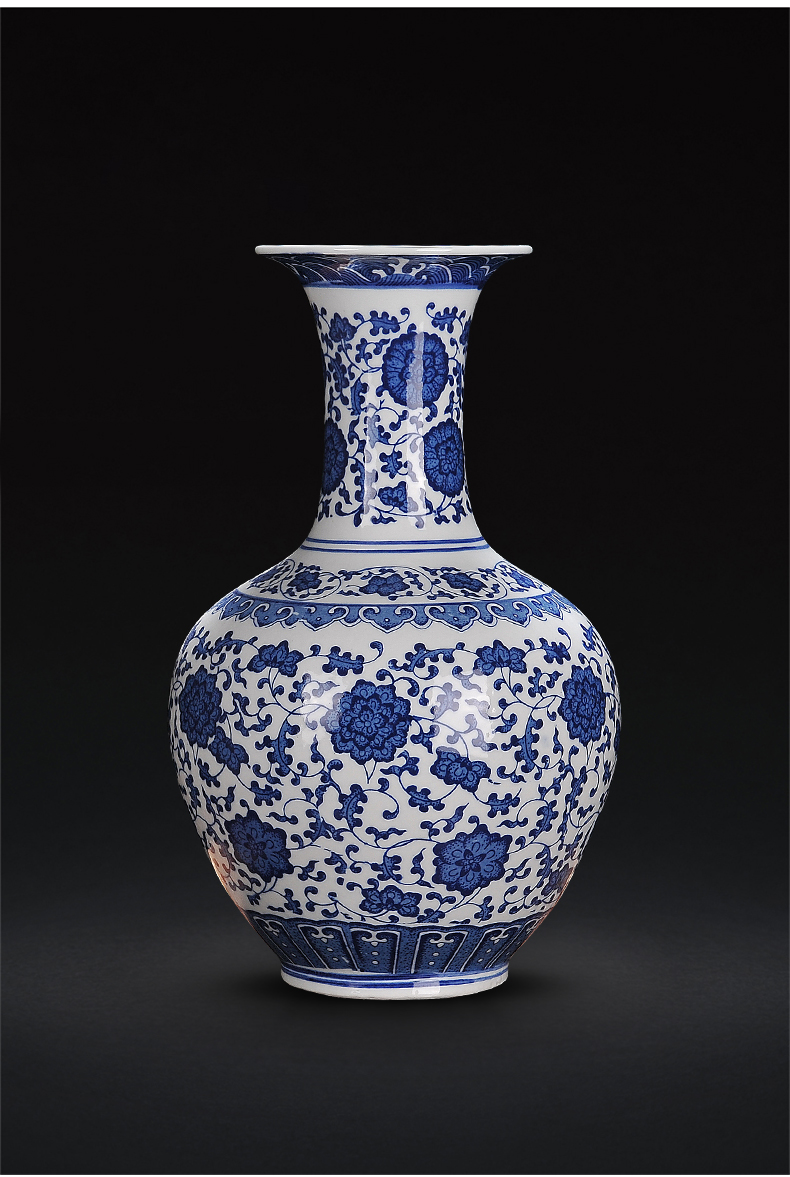 Jingdezhen blue and white ceramics antique bound branches in vases, new Chinese style flower arrangement sitting room adornment handicraft furnishing articles