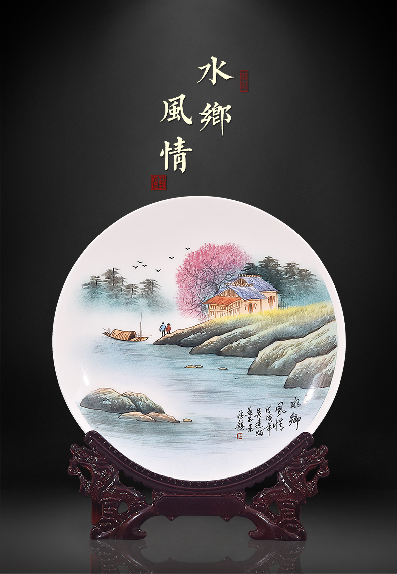 Hand is the jingdezhen ceramic decoration plate sit plate hanging dish of new Chinese style living room porch handicraft furnishing articles