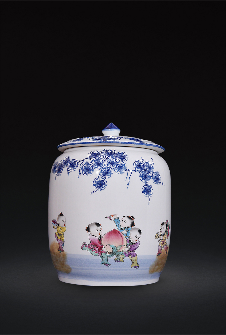 Jingdezhen ceramic beaming the was the packed tea canister to the sitting room porch Chinese style household adornment furnishing articles craft gift