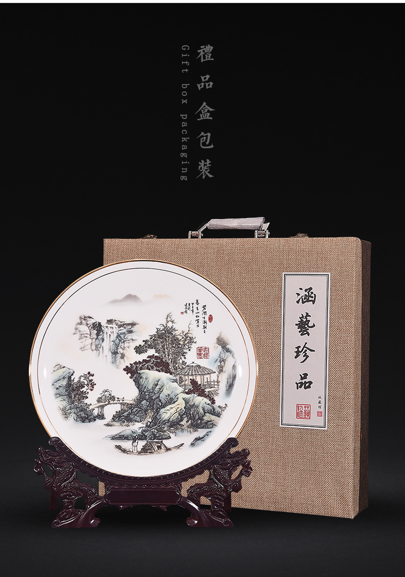 Jingdezhen porcelain pottery brigitte jian was born the tide decorate dish by dish hang dish of new Chinese style living room porch handicraft furnishing articles