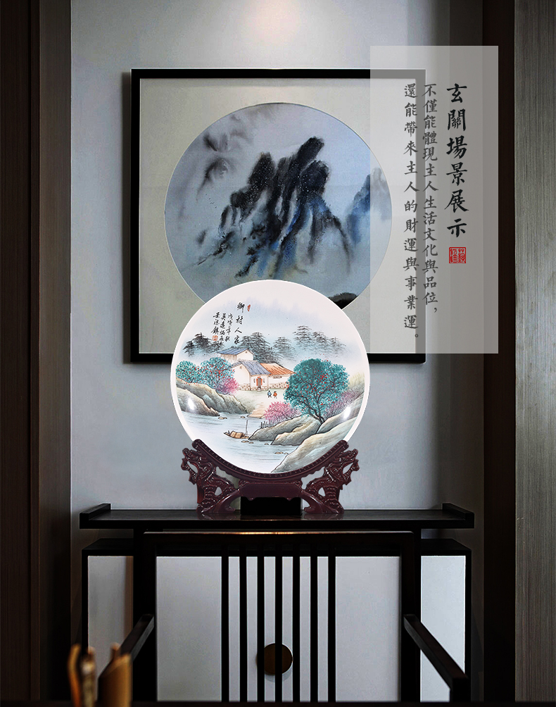 Jingdezhen ceramic hand - made village family decorate dish by dish hang dish of new Chinese style living room porch handicraft furnishing articles