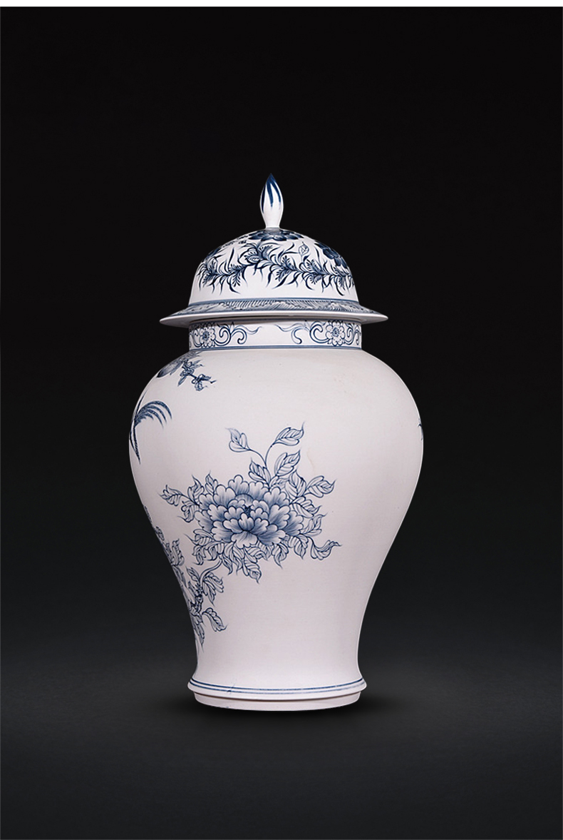 Hand - made porcelain of jingdezhen ceramics unglazed pot vase peony cultivars (general furnishing articles of the new Chinese style sitting room adornment