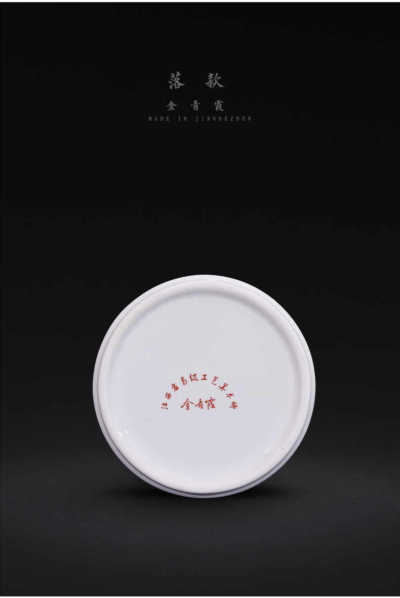 Jingdezhen ceramic famille rose straight canister very beautiful caddy fixings Chinese style living room home decoration furnishing articles craft gift