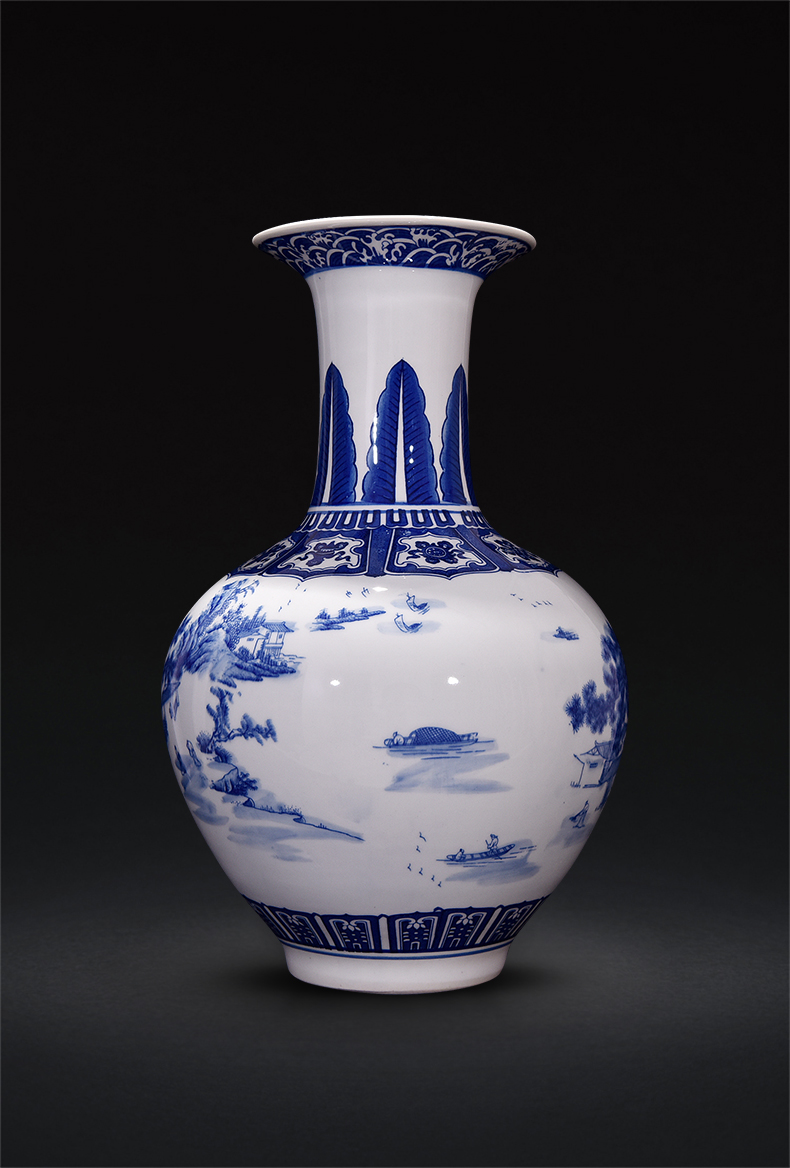 Jingdezhen ceramics archaize qianlong landscape of blue and white porcelain vases, flower arranging Chinese sitting room adornment handicraft furnishing articles