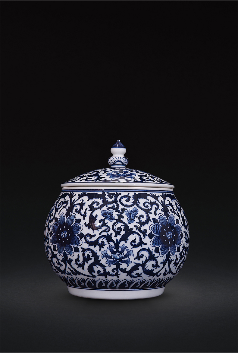 Jingdezhen blue and white flowers around branches ceramic hand - made caddy fixings new Chinese style household adornment furnishing articles of handicraft sitting room