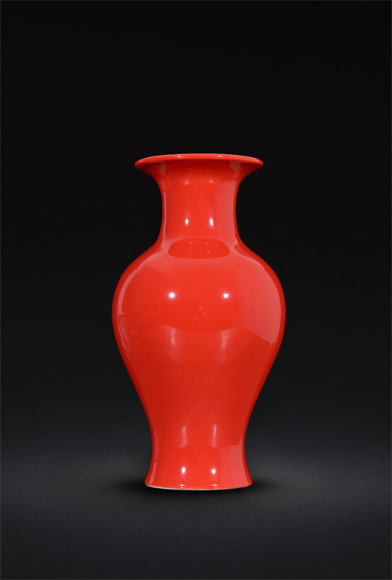 Modern Chinese jingdezhen ceramics full red glaze vase sitting room home decoration wedding gifts handicraft furnishing articles