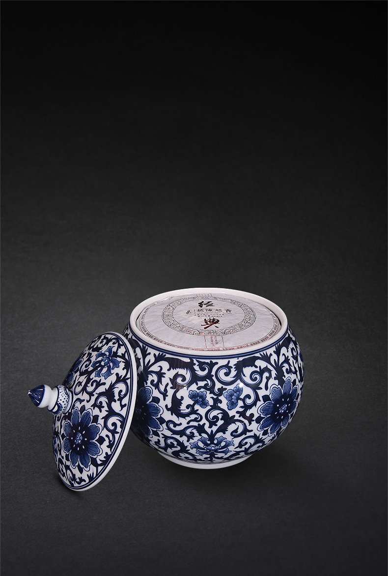 Jingdezhen blue and white flowers around branches ceramic hand - made caddy fixings new Chinese style household adornment furnishing articles of handicraft sitting room