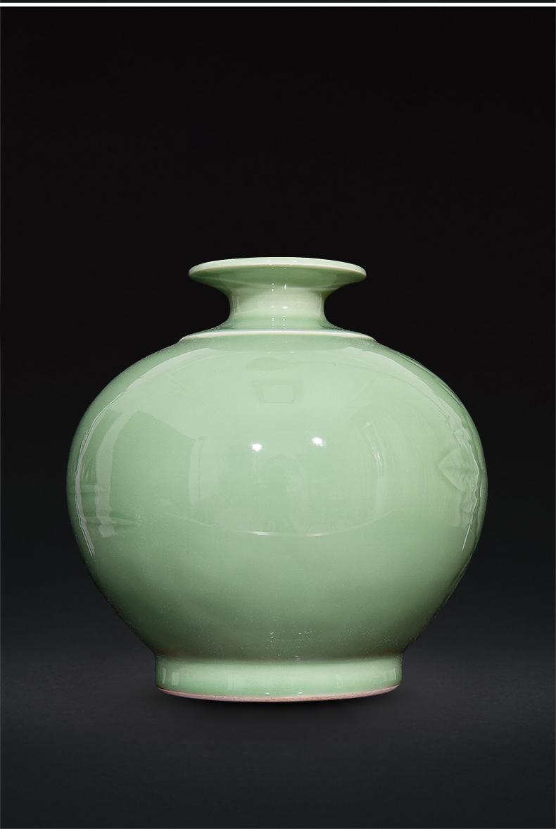 Jingdezhen ceramics shadow blue vase peony Chinese wine sitting room porch home decoration carving gifts furnishing articles