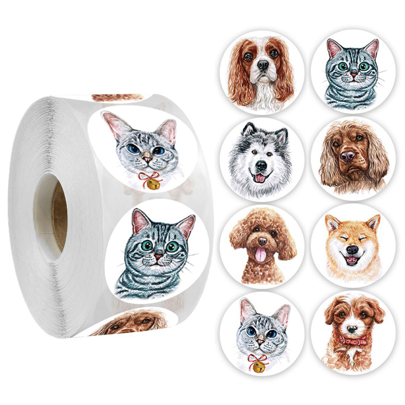 500 sheets of cute husky kitten and dog stickers children's fun reward toy stickers cat handbook stickers