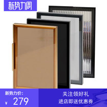  New light luxury minimalist narrow side tempered door aluminum alloy brown transparent glass wardrobe door wine cabinet cabinet flat door
