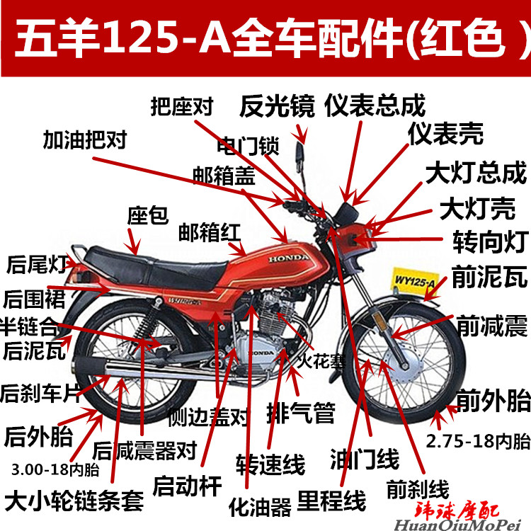 Wuyang 125-A phụ kiện xe đầy đủ sửa đổi lốp xích xích ống xả khí cụ trước bộ chế hòa khí sốc - Ống xả xe máy pô xe tay ga