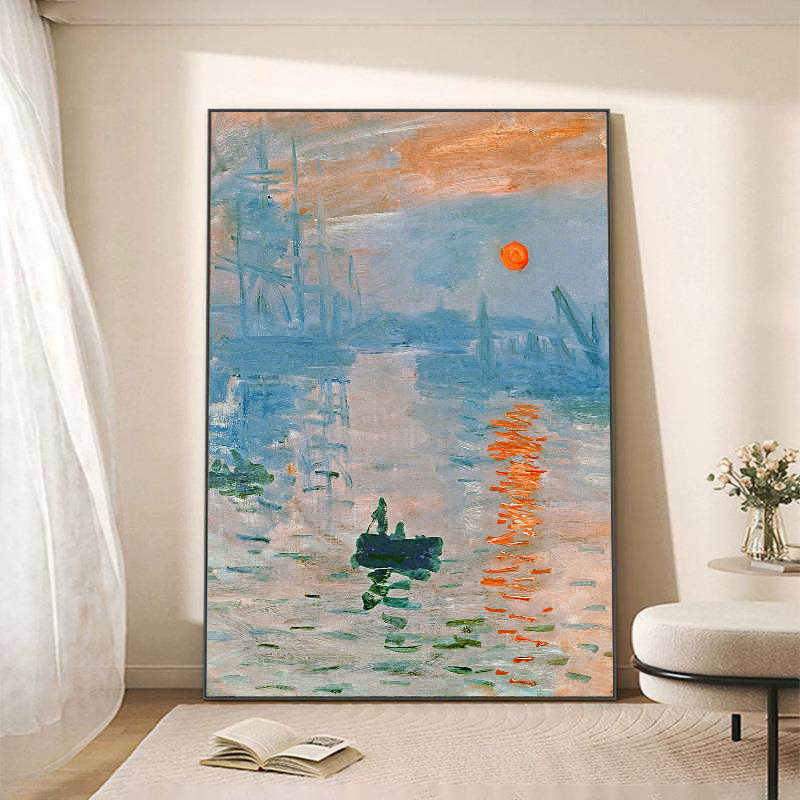 Monet Decorative Painting Oil Painting Entrance Hanging Painting Sunrise Impression Corridor Aisle Mural Living Room Floor Painting World Famous Painting