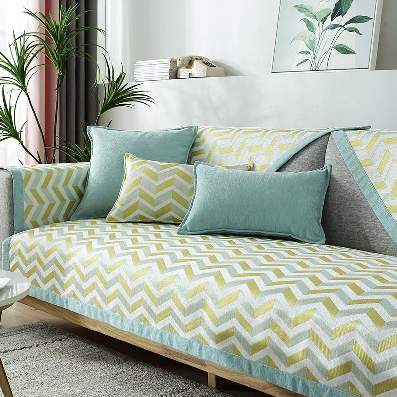 Chenille sofa cushion four seasons universal non-slip cushion simple modern Nordic corrugated light luxury sofa cover towel