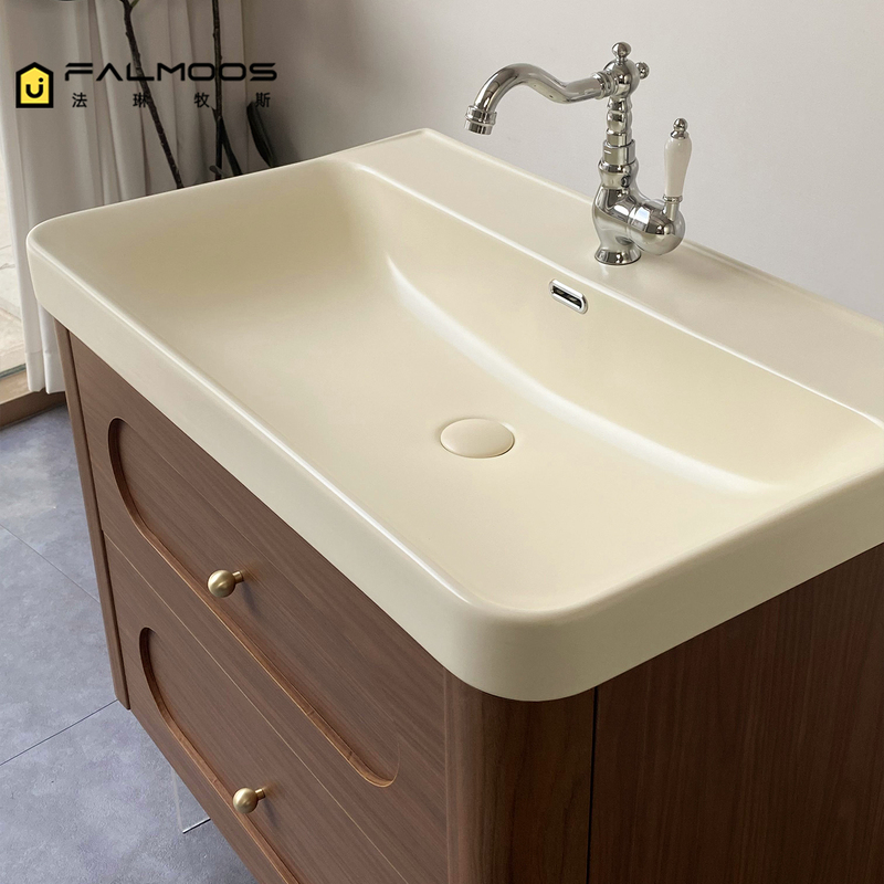 Falin Musi Antique-Style Bathroom Cabinet with Skin-Like Ceramic Integrated Basin, French-Style Bathroom Cabinet, Bathroom Arc-Shaped Washbasin Falin Musi Antique-Style Bathroom Cabinet with Skin-Like Ceramic Integrated Basin, French-Style Bathroom Cabinet, Bathroom Arc-Shaped Washbasin