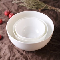 Ceramic bowl set Large soup bowl Noodle bowl Rice bowl Creative white Japanese Chinese bowl kitchen household bone China tableware