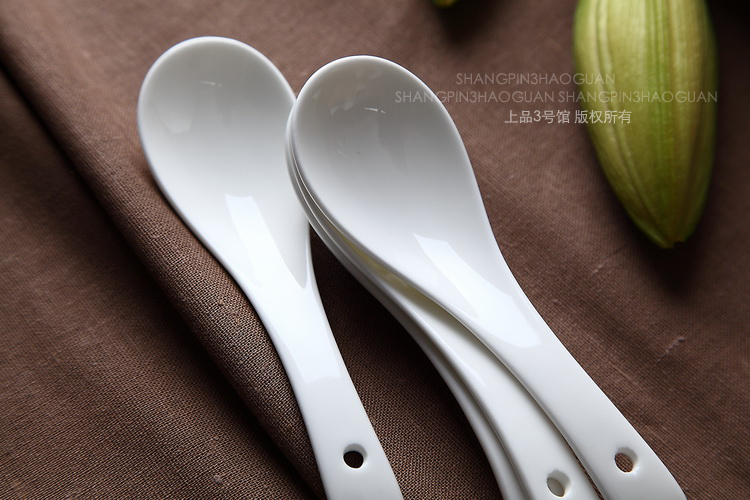 Muỗng súp gốm trắng tinh khiết, muỗng cong, bộ đồ ăn khách sạn gia đình, muỗng tráng miệng, muỗng gia vị, muỗng, thìa cà phê khay đựng thức ăn